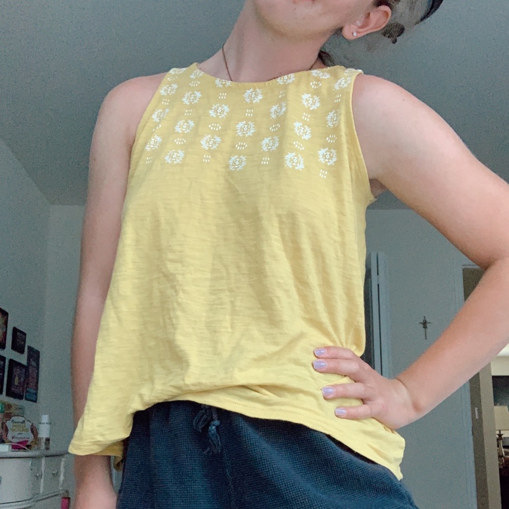 Yellow and white tank top